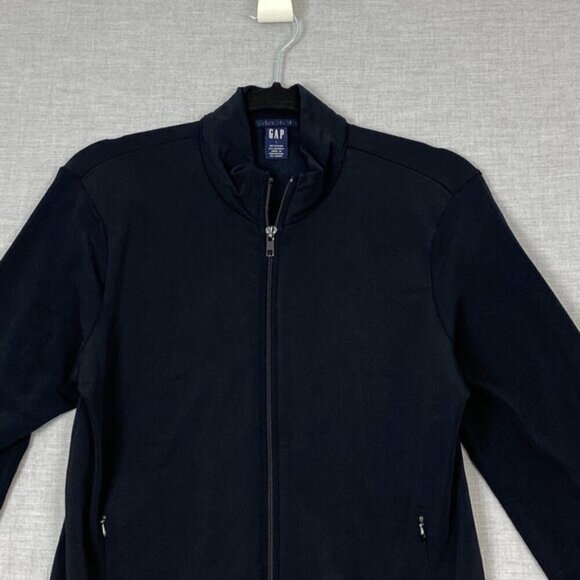 GAP Stretch Athletic Jacket Sz Large Black Full Zip Running Warm Up Sport Jacket - Picture 2 of 9